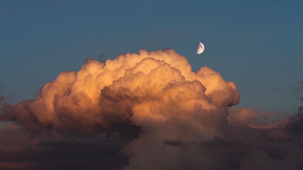 月亮 云 晚上 天空 4k壁纸 3840x2160