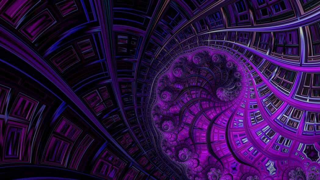 分形 螺旋 抽象 紫色 4k壁纸 3840x2160
