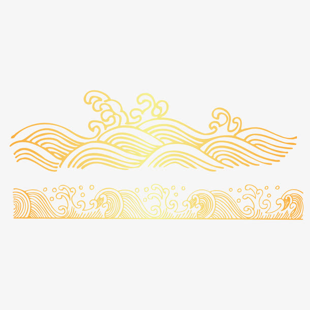 金色线条海浪矢量素材