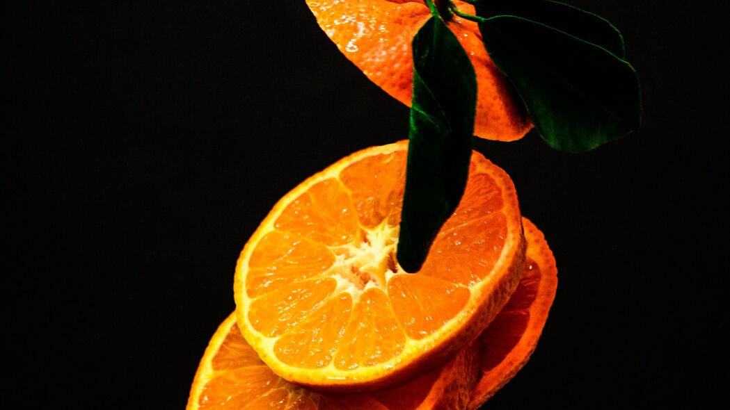 橙色 切片 水果 深色 4k壁纸 3840x2160
