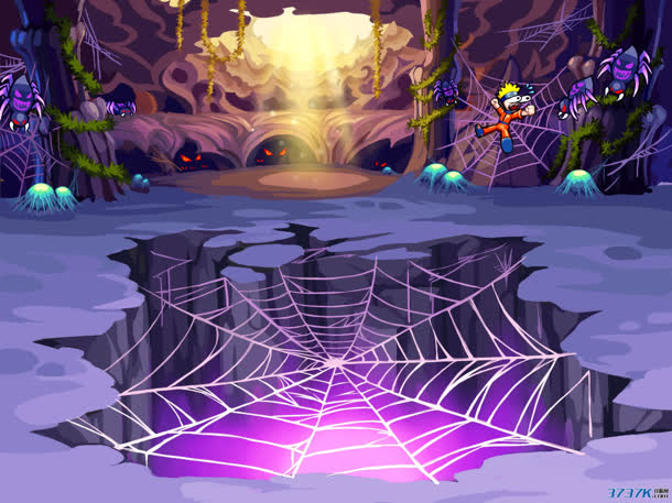 创意元素蜘蛛网紫色光效游戏场景