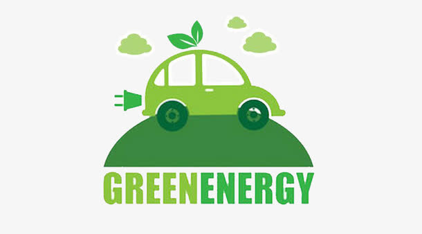 卡通绿色汽车充电站环保标识