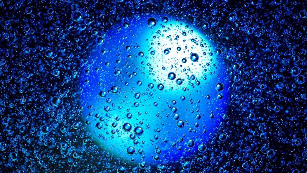 滴 气泡 圆形 蓝色 4k壁纸 3840x2160