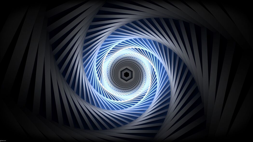 螺旋 辉光 抽象 六边形 旋转 4k壁纸 3840x2160