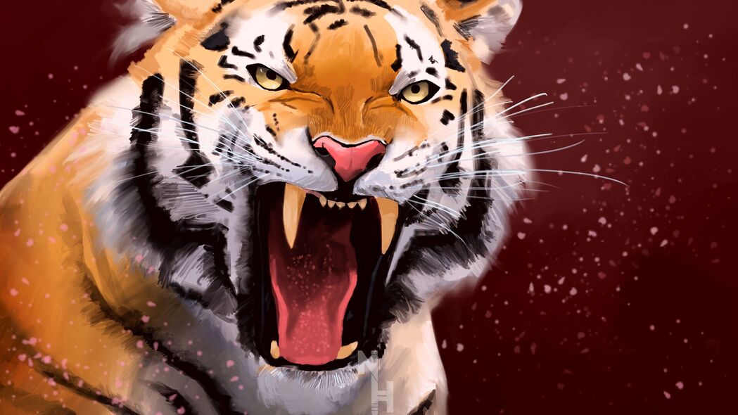 老虎 咧嘴笑 侵略 捕食者 艺术 4k壁纸 3840x2160