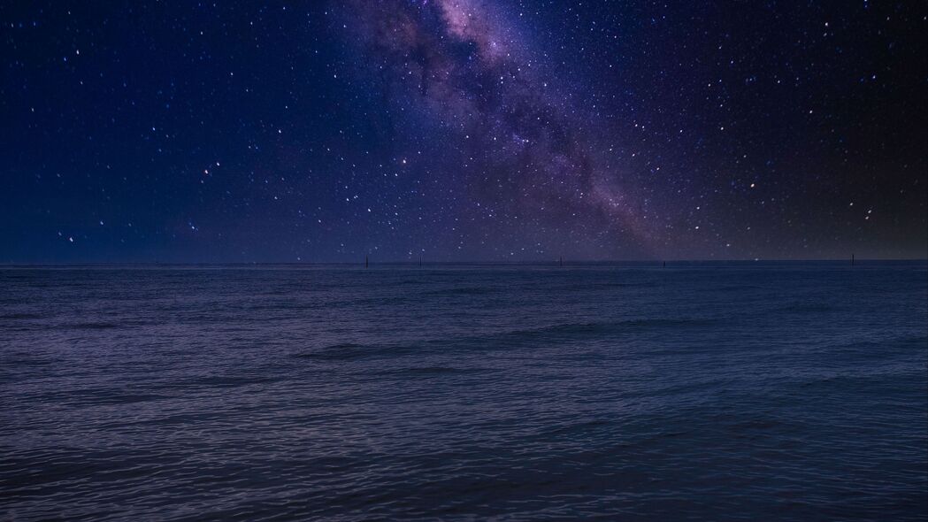 大海 天空 星星 夜晚 深色 4k壁纸 3840x2160