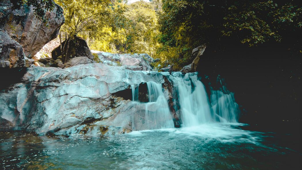 河流 瀑布 岩石 树木 风景 4k壁纸 3840x2160