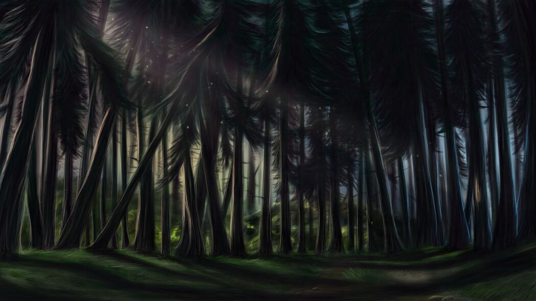 3840x2160 森林 树木 松树 艺术 自然壁纸 背景