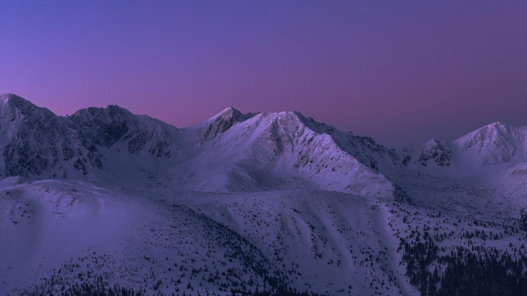 山脉 雪 夜晚 风景 深色 4k壁纸 3840x2160