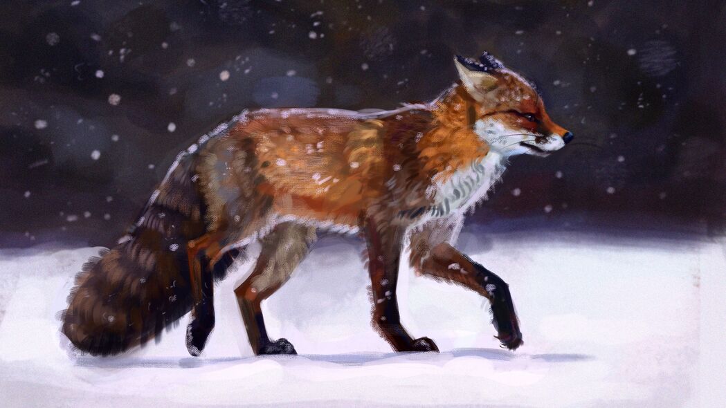 狐狸 雪 冬天 动物 艺术 4k壁纸 3840x2160