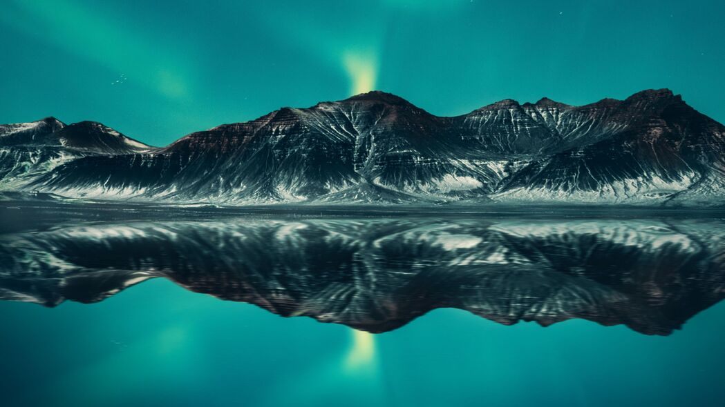 北极光 山脉 湖泊 夜晚 风景 4k壁纸 3840x2160