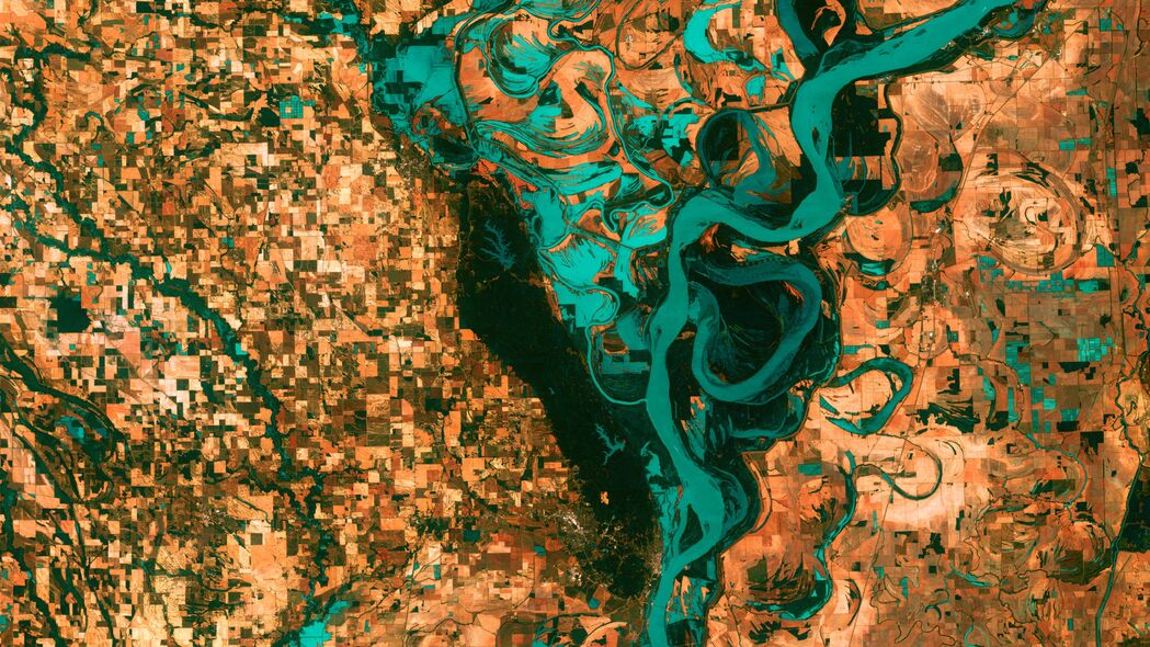 河流 土地 鸟瞰图 表面 抽象 4k壁纸 3840x2160
