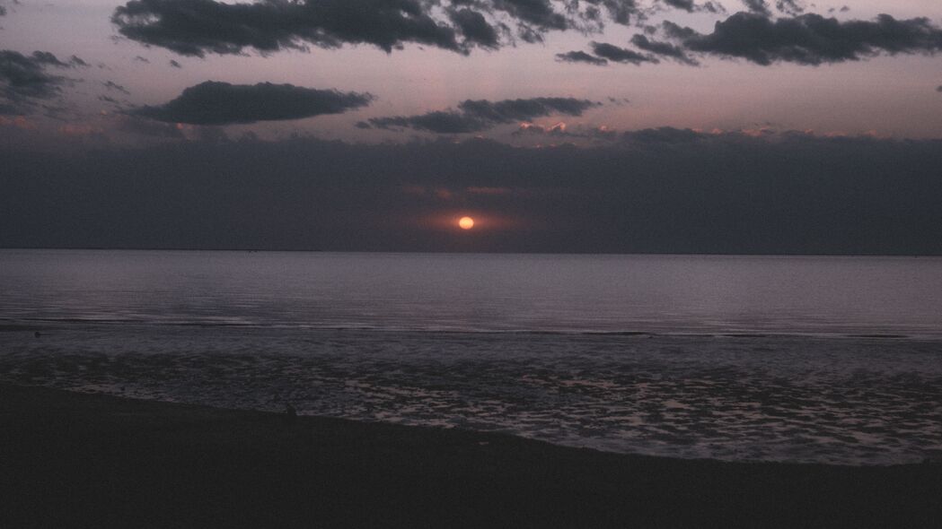 大海 海滩 日落 黑暗 黄昏 4k壁纸 3840x2160