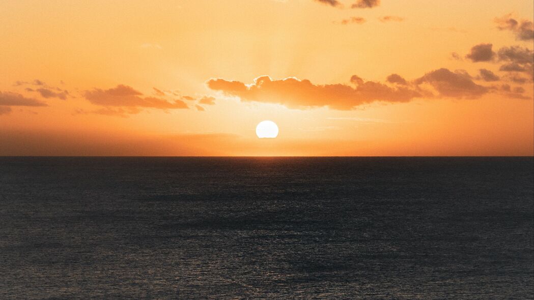 日落 海洋 太阳 地平线 黄昏 4k壁纸 3840x2160