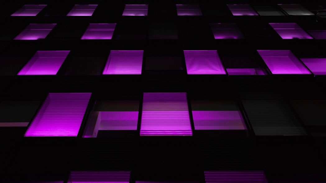 窗口 深色 紫色 背光 霓虹 4k壁纸 3840x2160
