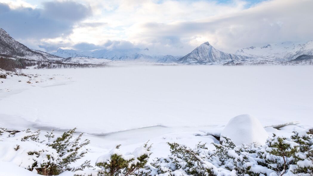 山脉 雪 冬天 风景 挪威 4k壁纸 3840x2160