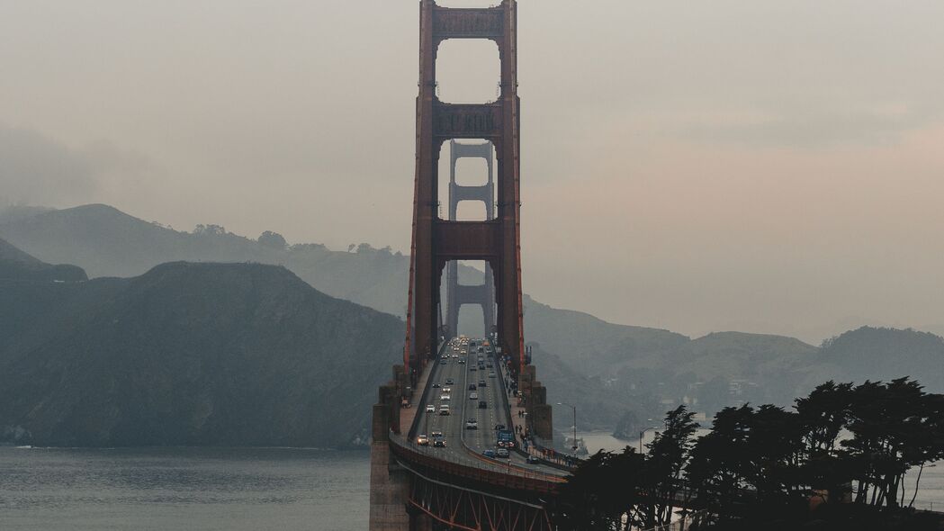 桥梁 山脉 雾 海岸 风景 4k壁纸 3840x2160