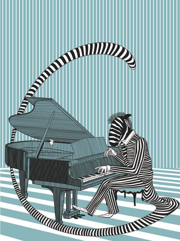 条纹斑马钢琴弯曲