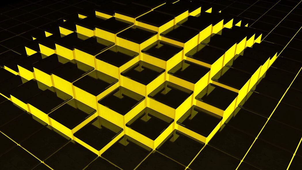 结构 立方体 3d 黄色 黑色 4k壁纸 3840x2160