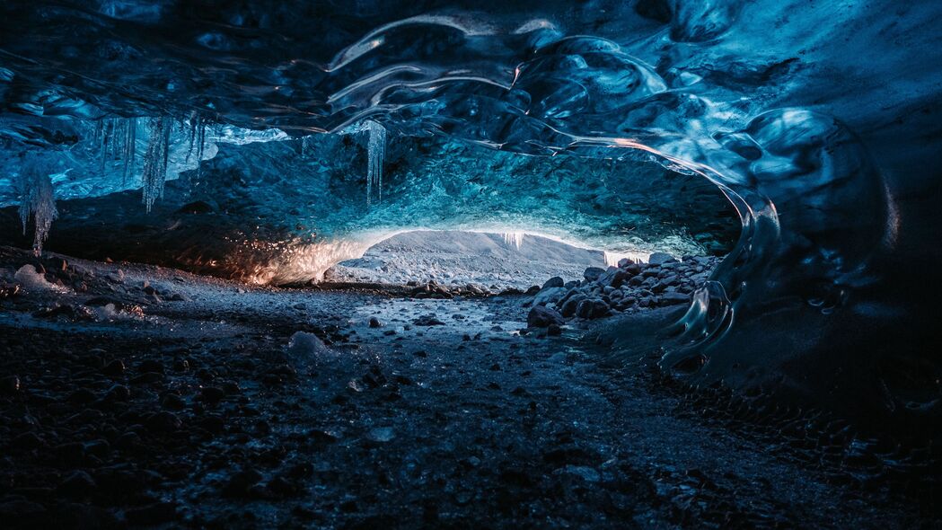 洞穴 冰 石头 冻结 冰川 4k壁纸 3840x2160