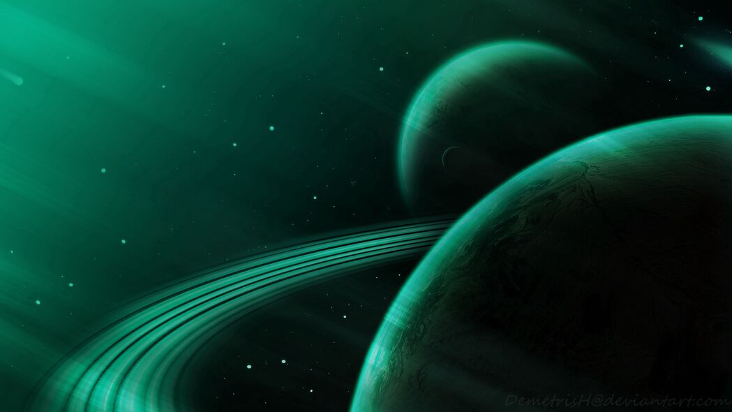 3840x2160 行星 绿色 太空 星星 宇宙壁纸 背景