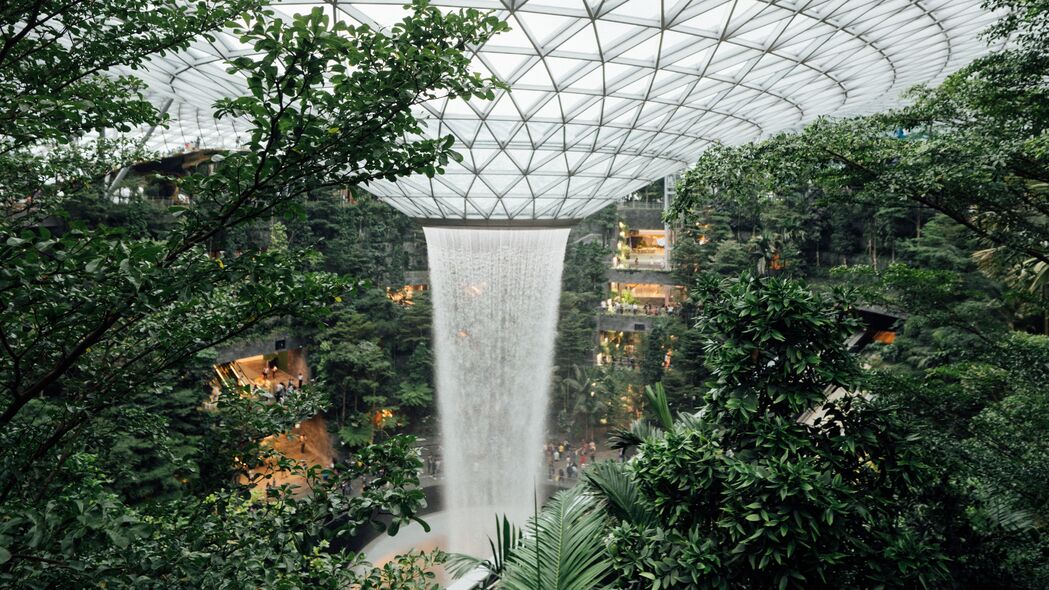 温室 圆顶 喷泉 植物 建筑 建筑 4k壁纸 3840x2160