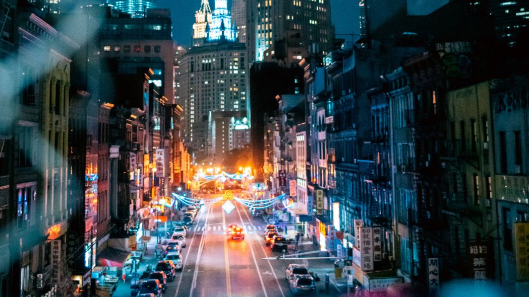 夜城 街道 灯光 概览 城市景观 4k壁纸 3840x2160