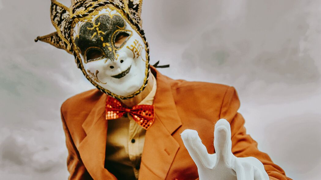 男人 面具 服装 狂欢节 节日 4k壁纸 3840x2160