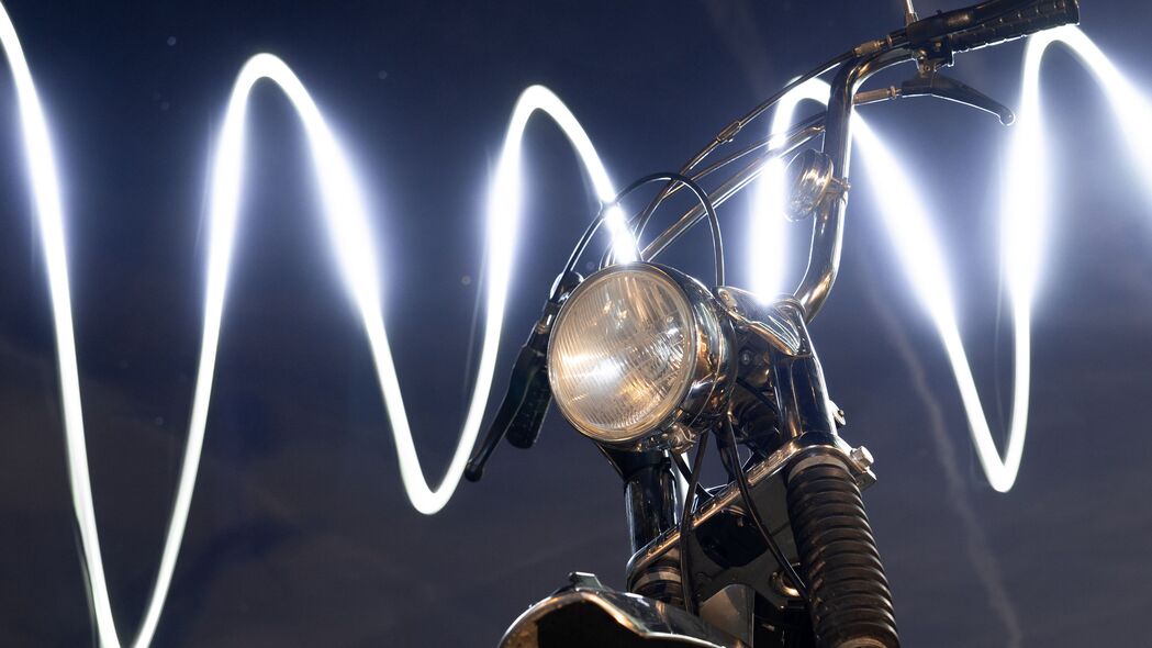 摩托车 自行车 灯 辉光 线条 4k壁纸 3840x2160