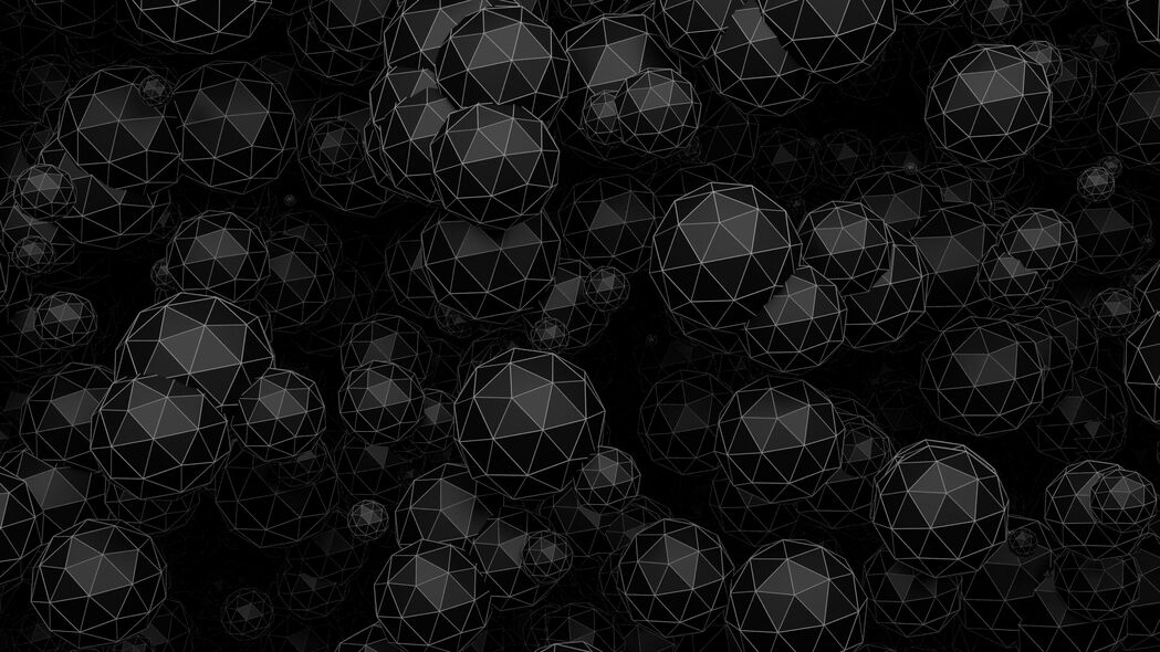 3840x2160 球 多面体 3d 形状 黑色壁纸 背景