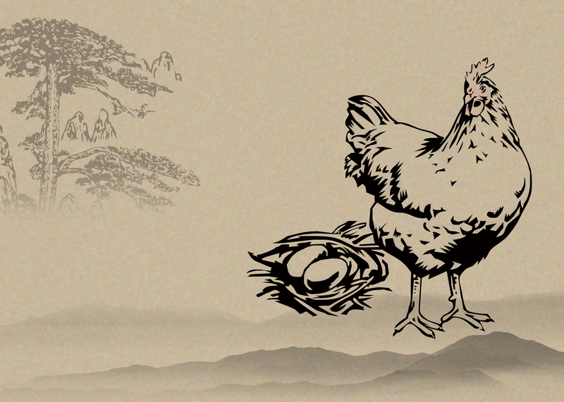 中国风毛笔画土鸡蛋农产品宣传背景素材
