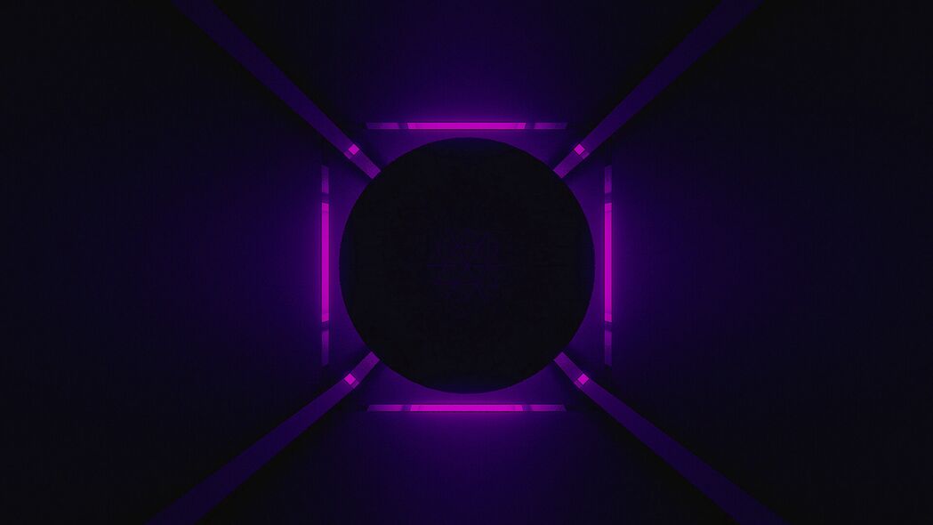 球 霓虹灯 背光 紫色 深色 4k壁纸 3840x2160