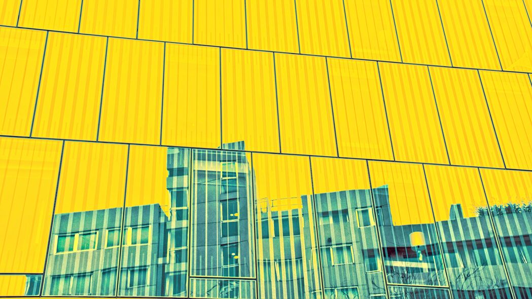 建筑 立面 面板 黄色 反射 4k壁纸 3840x2160
