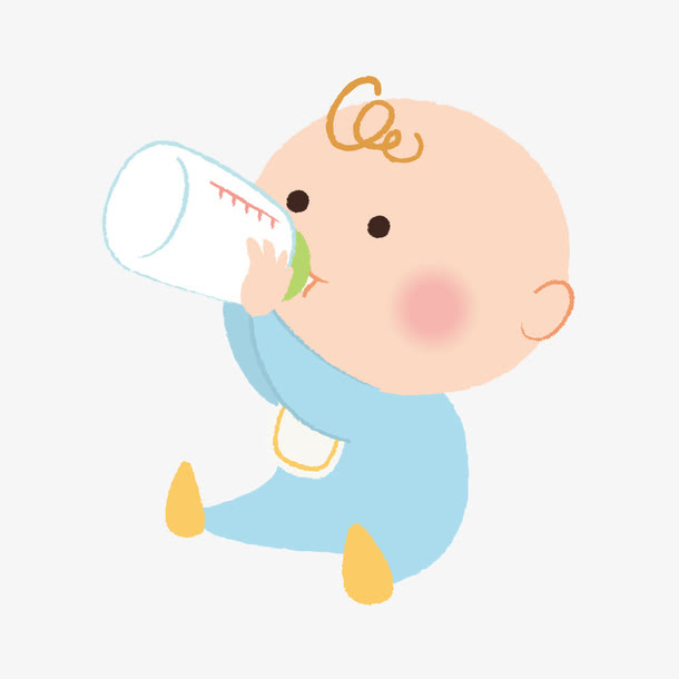 可爱的卡通宝宝吃奶瓶