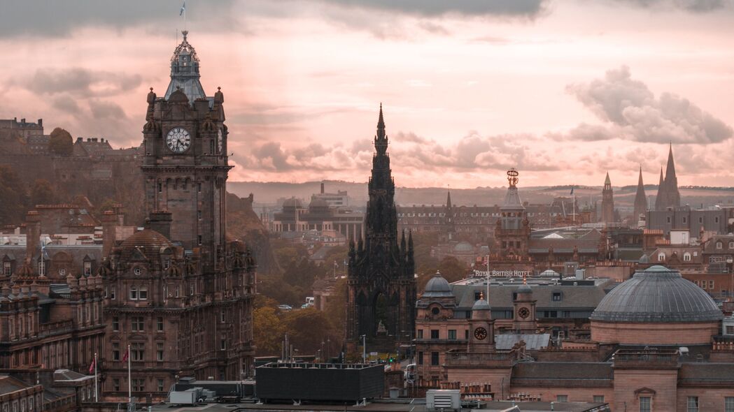 城市 建筑 鸟瞰图 建筑 旧 爱丁堡 4k壁纸 3840x2160