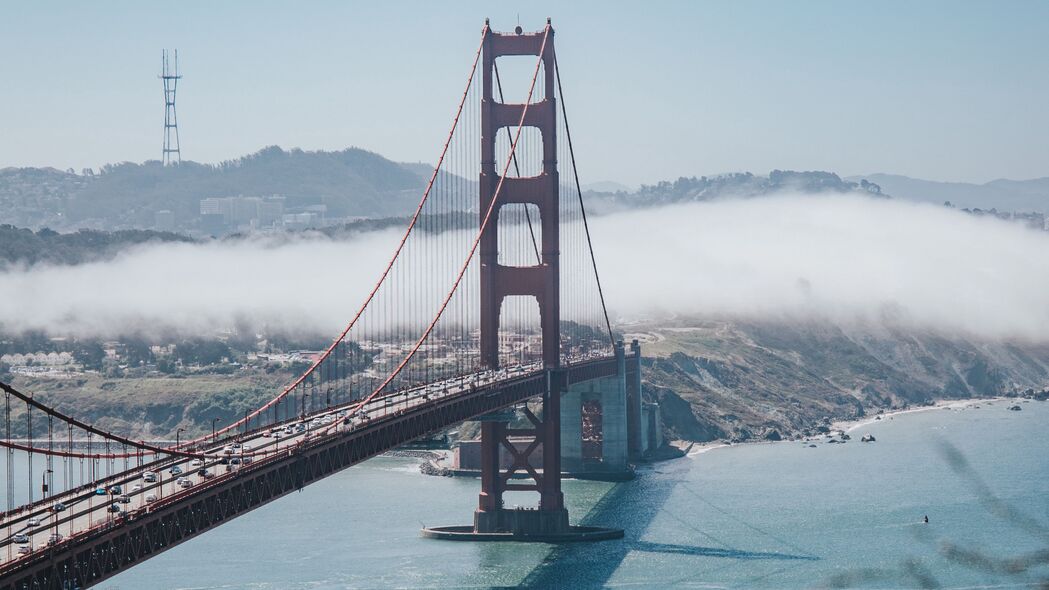 大桥 海峡 鸟瞰图 海岸 雾 4k壁纸 3840x2160
