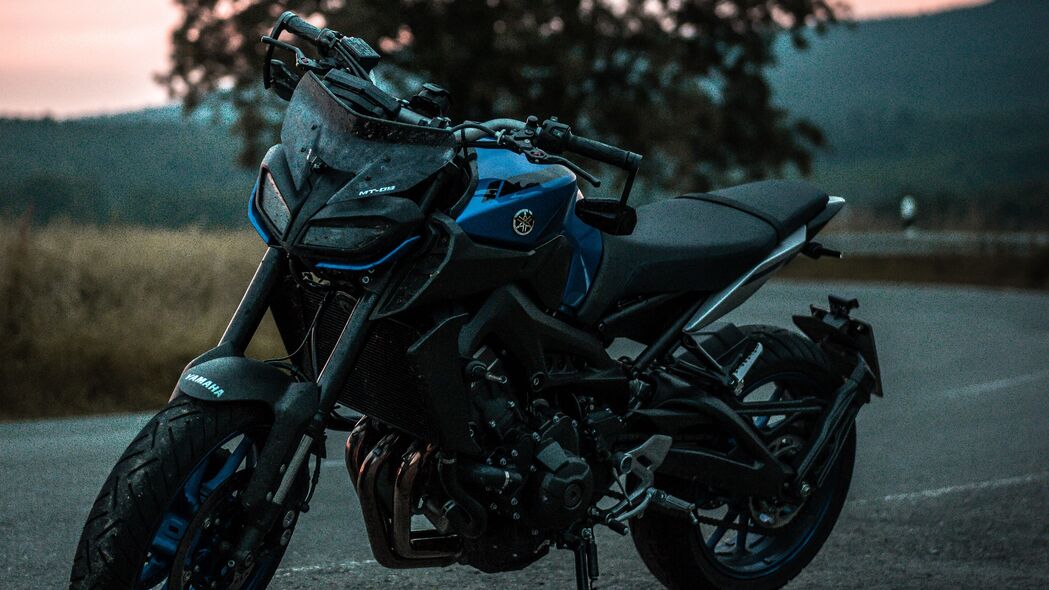 摩托车 自行车 运动 黑色 蓝色 侧视图 4k壁纸 3840x2160