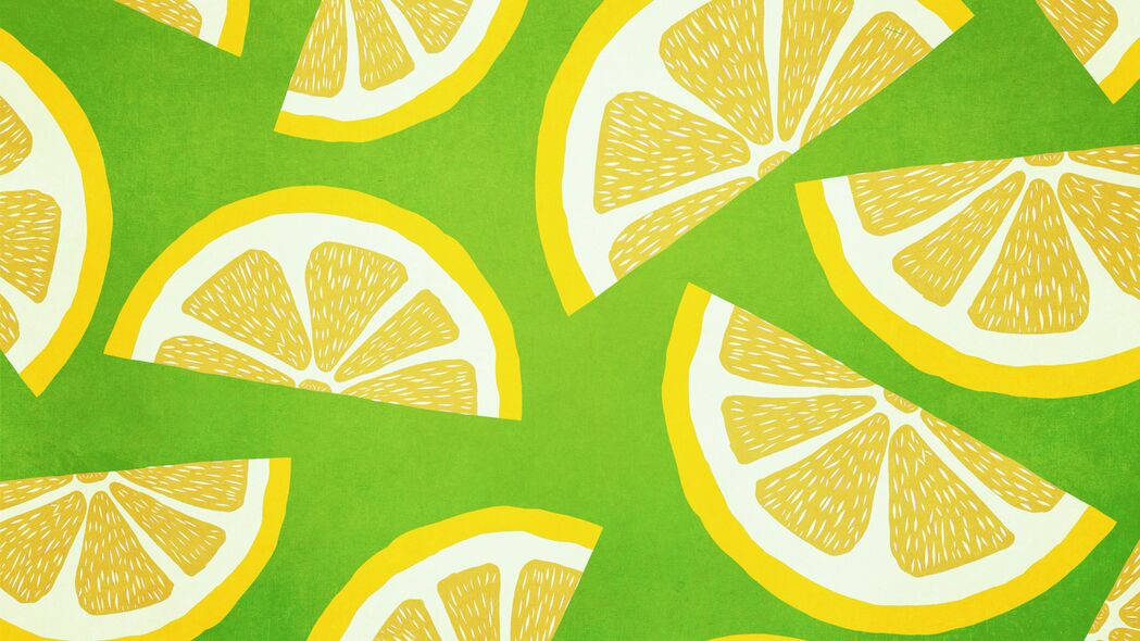 柠檬 切片 图案 柑橘 黄色 4k壁纸 3840x2160