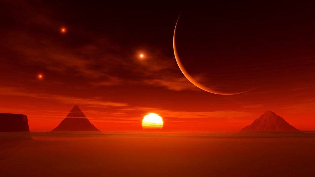沙漠 日落 太阳 风景 4k壁纸 3840x2160