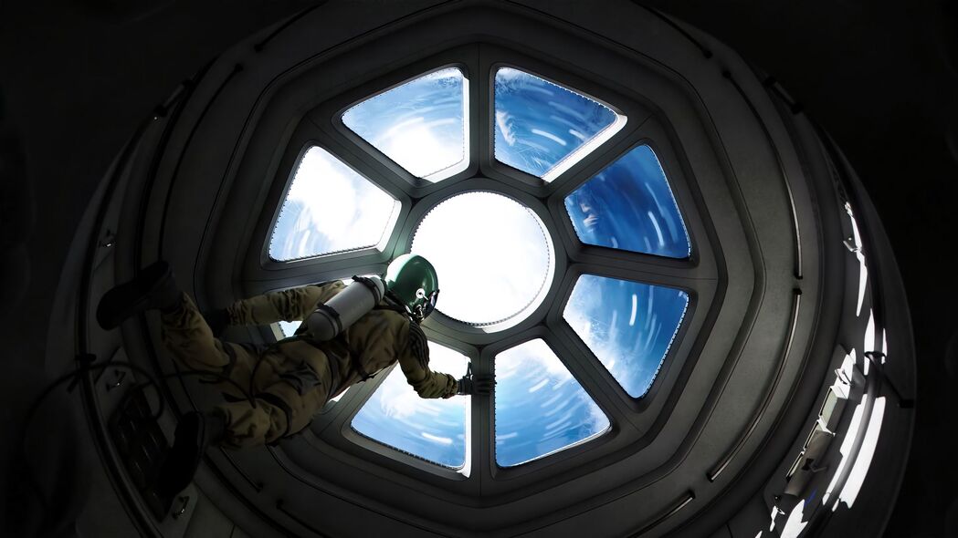 宇航员 舷窗 太空 航天器 失重 重力 4k壁纸 3840x2160