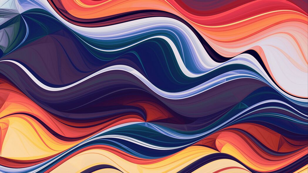 波浪 彩色 抽象 线条 4k壁纸 3840x2160