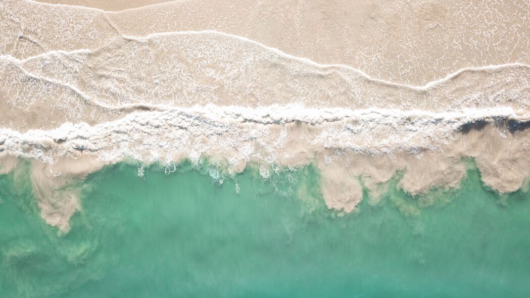 大海 海滩 鸟瞰图 海岸 海浪 冲浪 4k壁纸 3840x2160