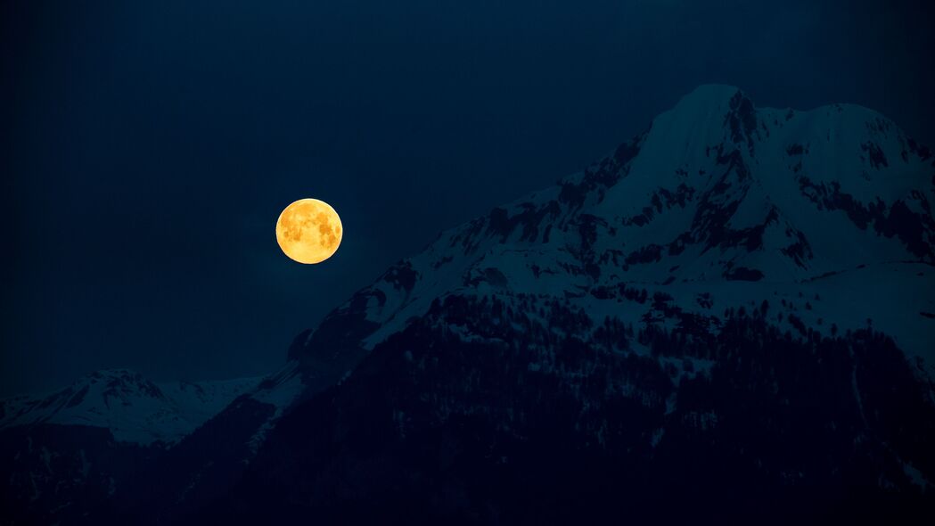 月亮 山脉 夜晚 满月 月光 4k壁纸 3840x2160