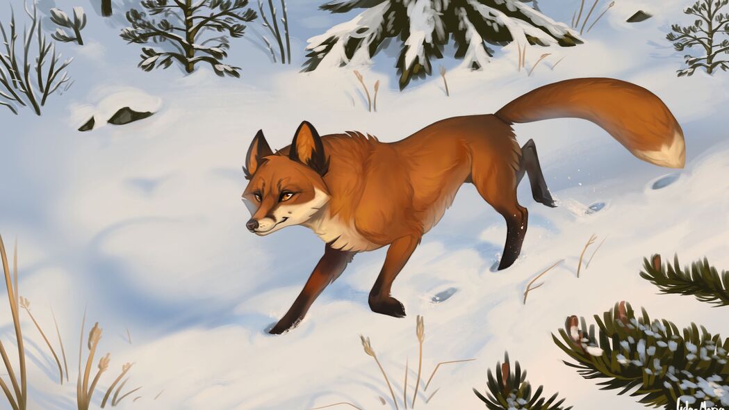 狐狸 雪 艺术 森林 冬季 4k壁纸 3840x2160