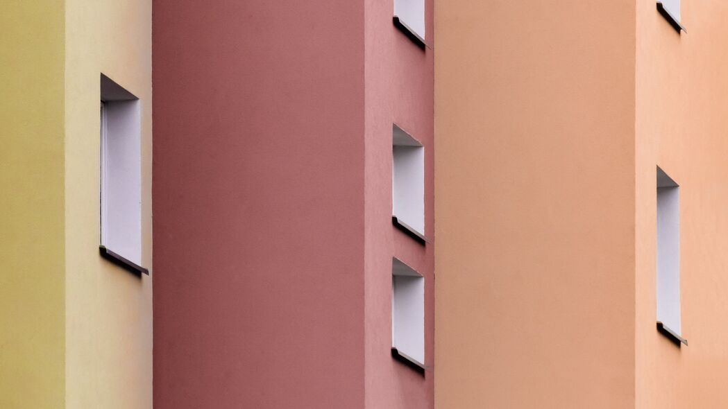 建筑 彩色 建筑 窗户 墙壁 对称 4k壁纸 3840x2160