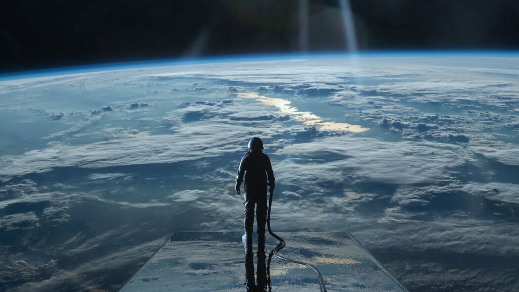 3840x2160 宇航员 太空 行星 大气层 表面 发光壁纸 背景