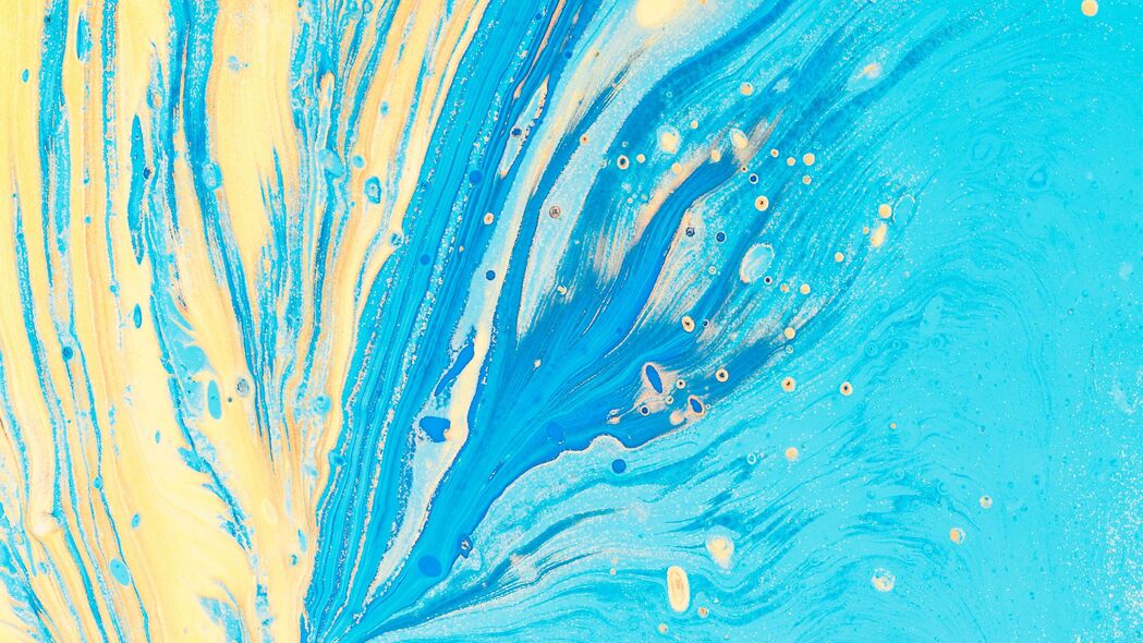 污渍 斑点 油漆 抽象 蓝色 黄色 4k壁纸 3840x2160