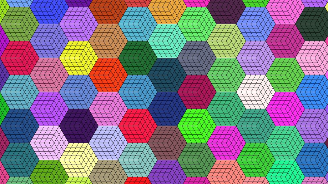 马赛克 彩色 六边形 几何 纹理 4k壁纸 3840x2160