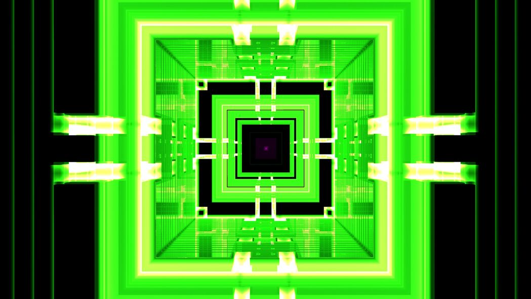 分形 图案 几何 正方形 线条 绿色 4k壁纸 3840x2160