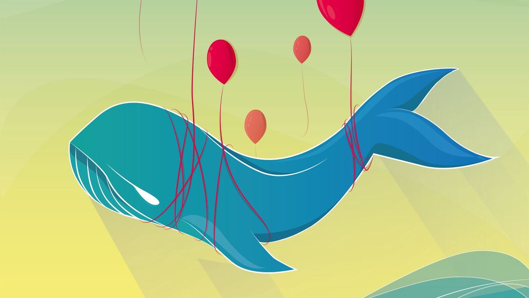 鲸鱼 气球 艺术 矢量 飞行 4k壁纸 3840x2160